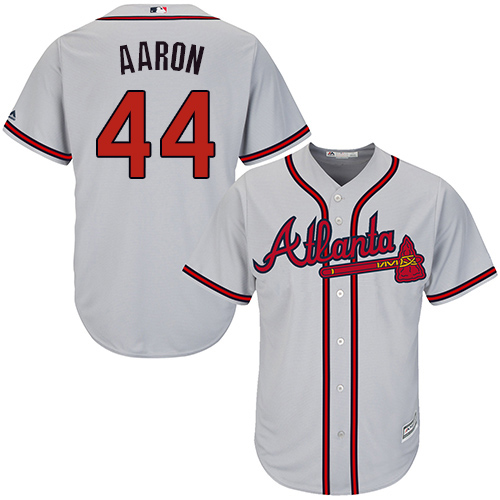Braves #44 Hank Aaron Grey Cool Base Stitched Youth MLB Jersey - Click Image to Close